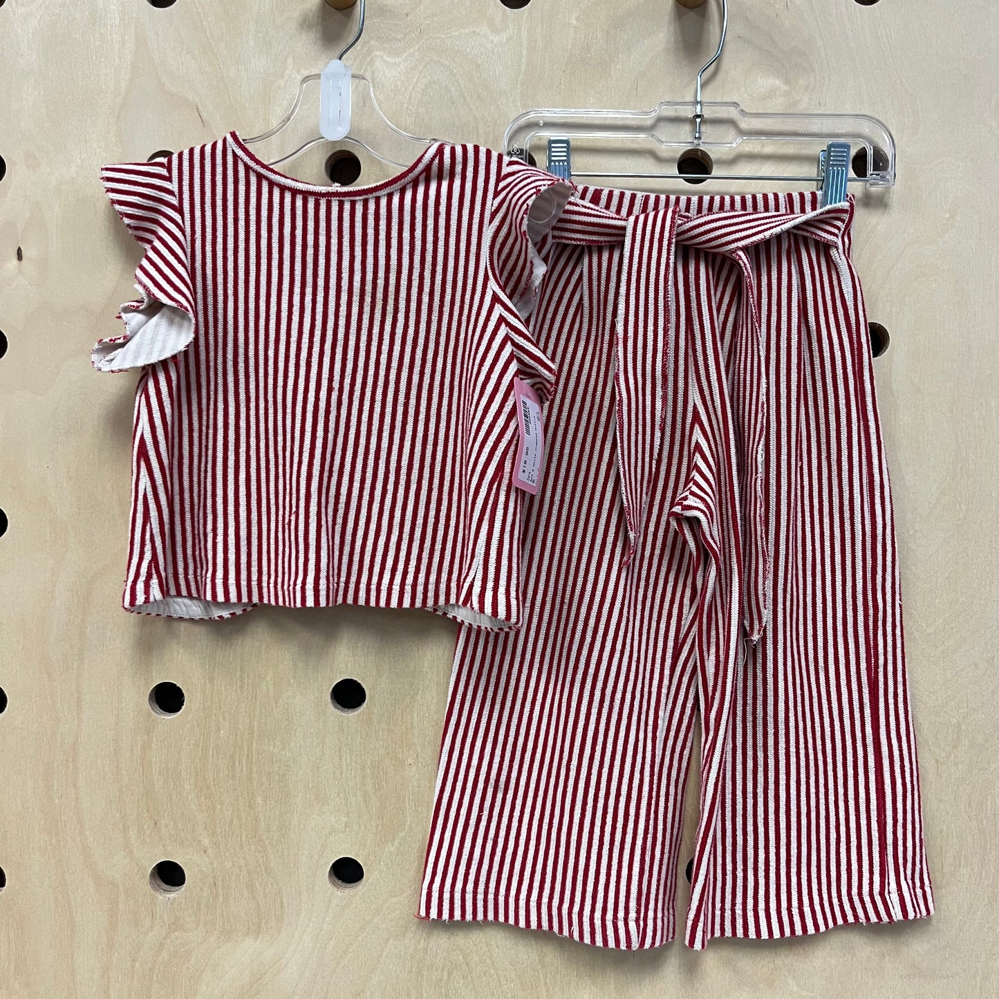 Red & White Cropped Outfit