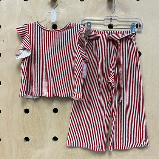 Red & White Cropped Outfit