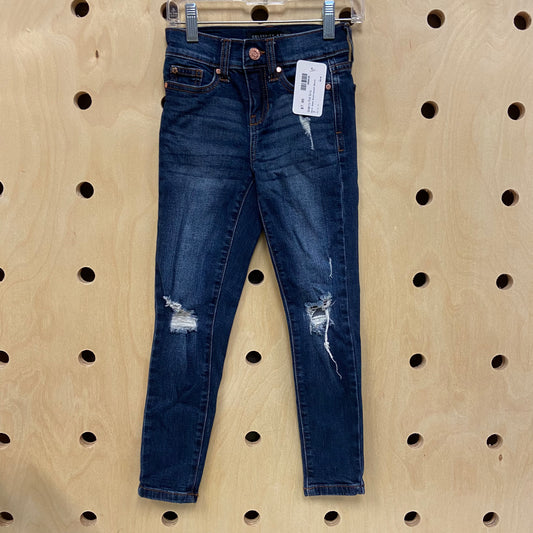 Dark Wash Distressed Denim