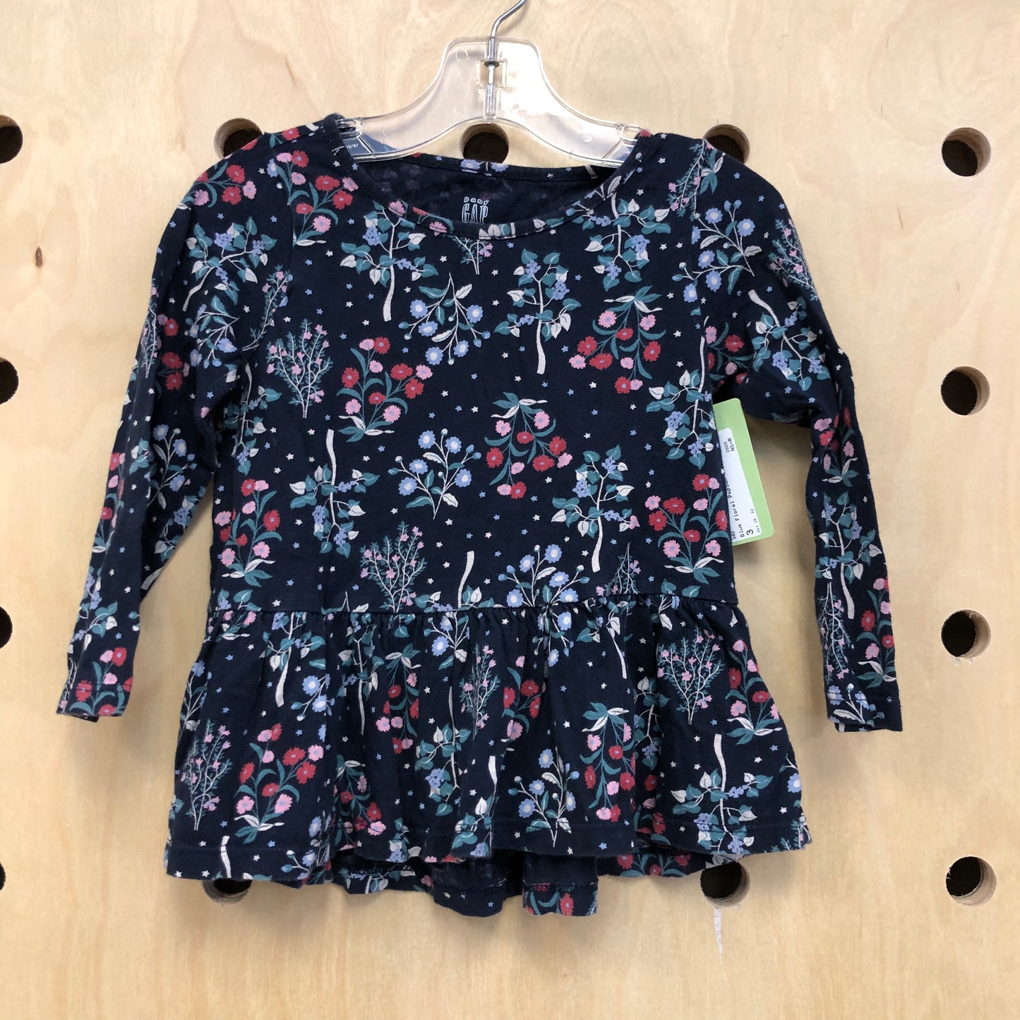 Blue Floral Peplum Top