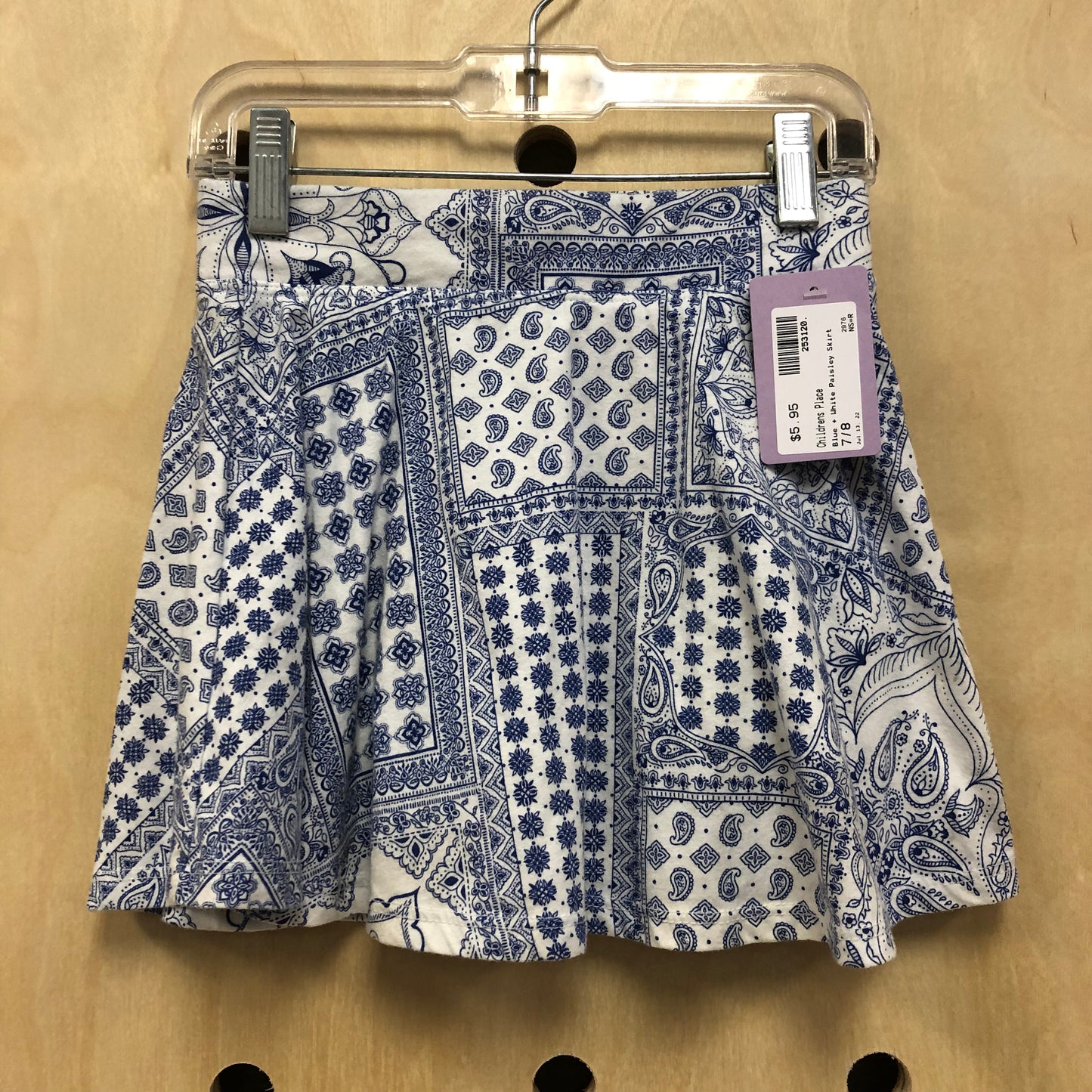Blue + White Paisley Skirt