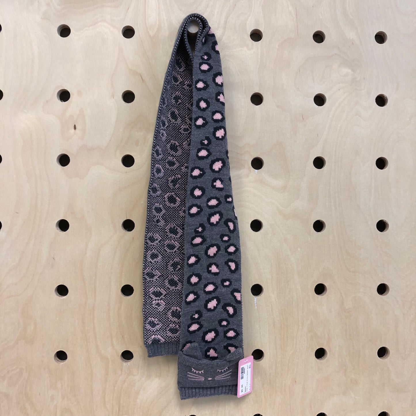Grey + Pink Kitty Pocket Scarf