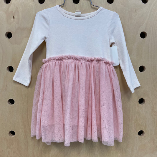 Cream + Pink Tulle Dress