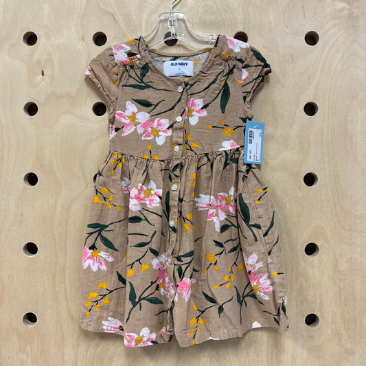 Beige Floral Dress