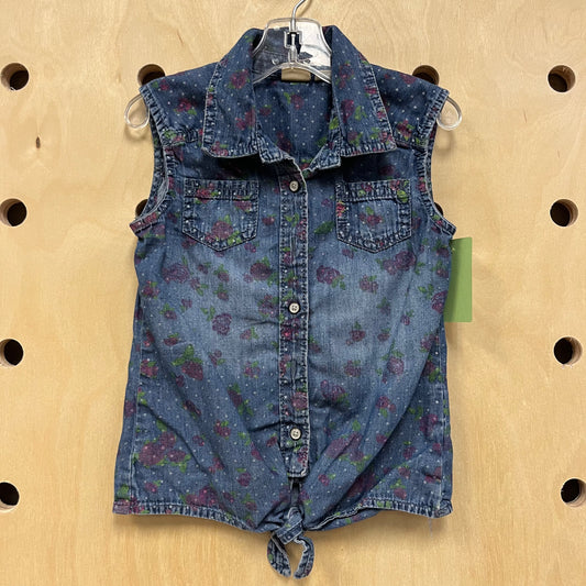 Denim Floral Sleevless Top
