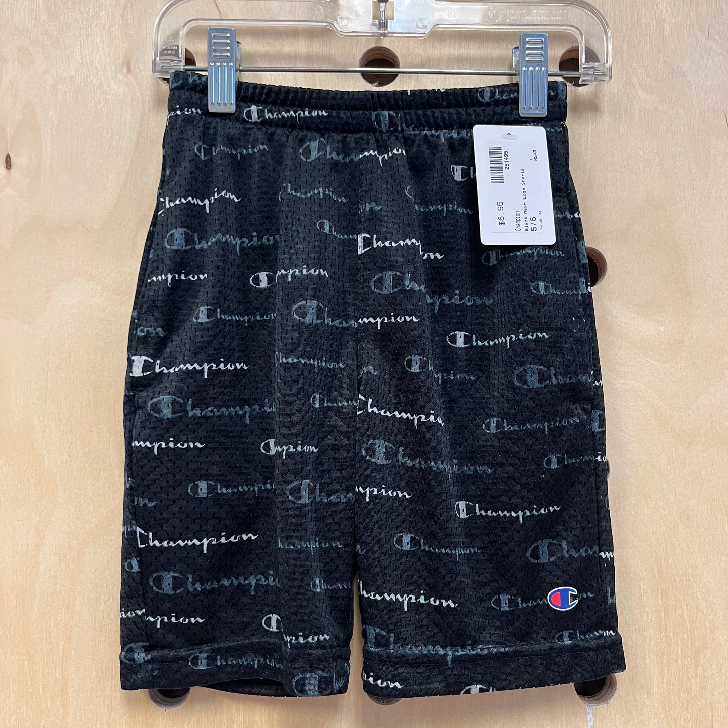 Black Mesh Logo Shorts