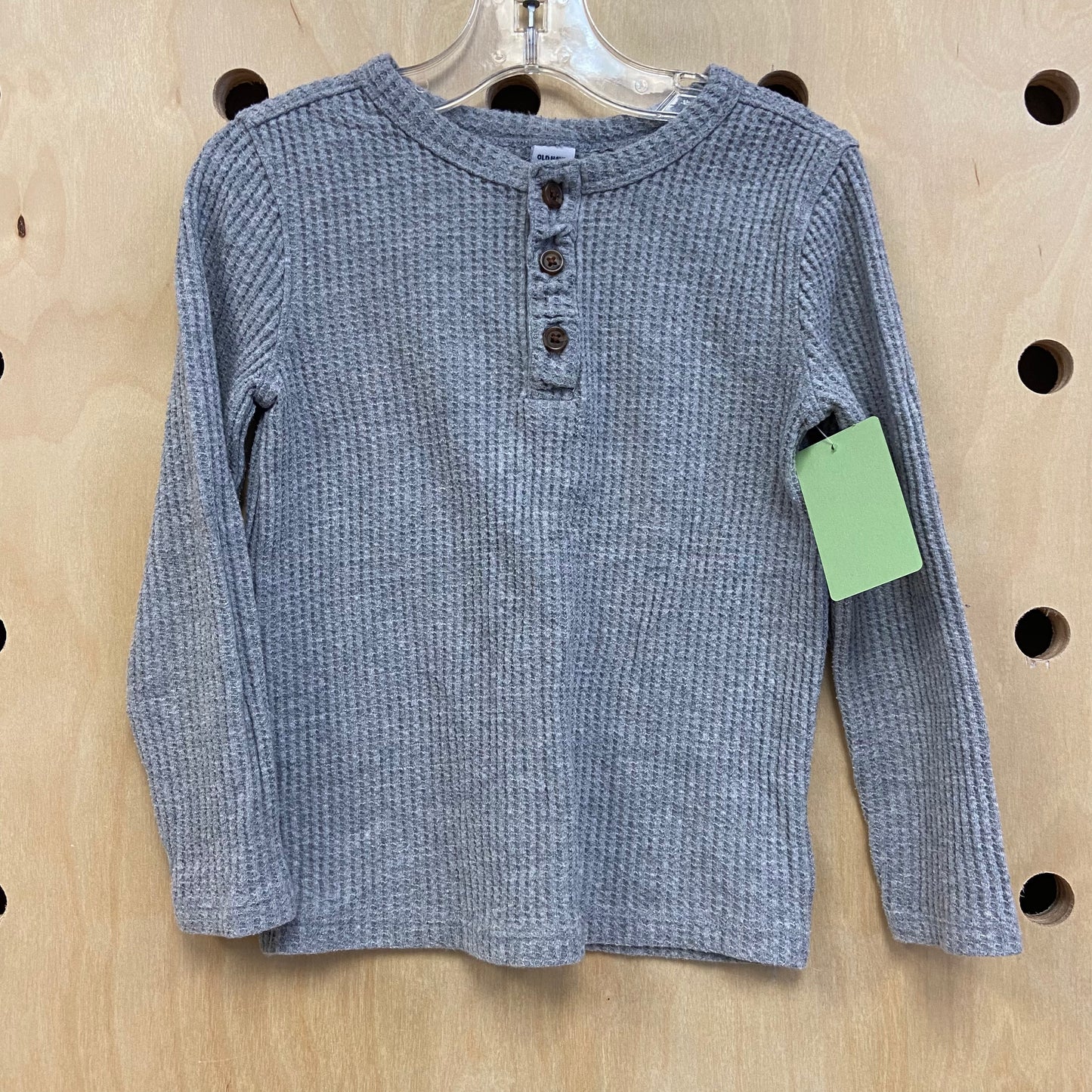 Grey Waffle Knit Henley