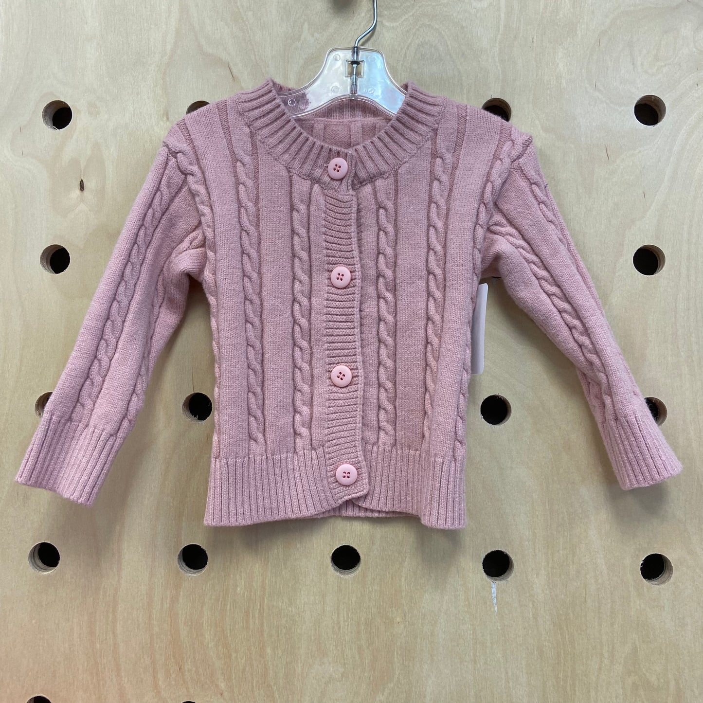 Pink Fuzzy Cable Knit Cardigan