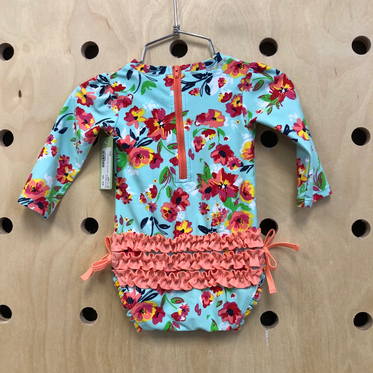 Blue Floral Ruffle Swimsuit