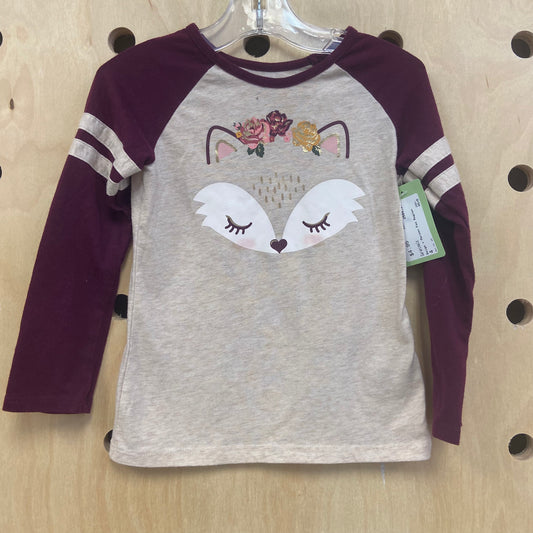 Beige + Maroon Fox Raglan