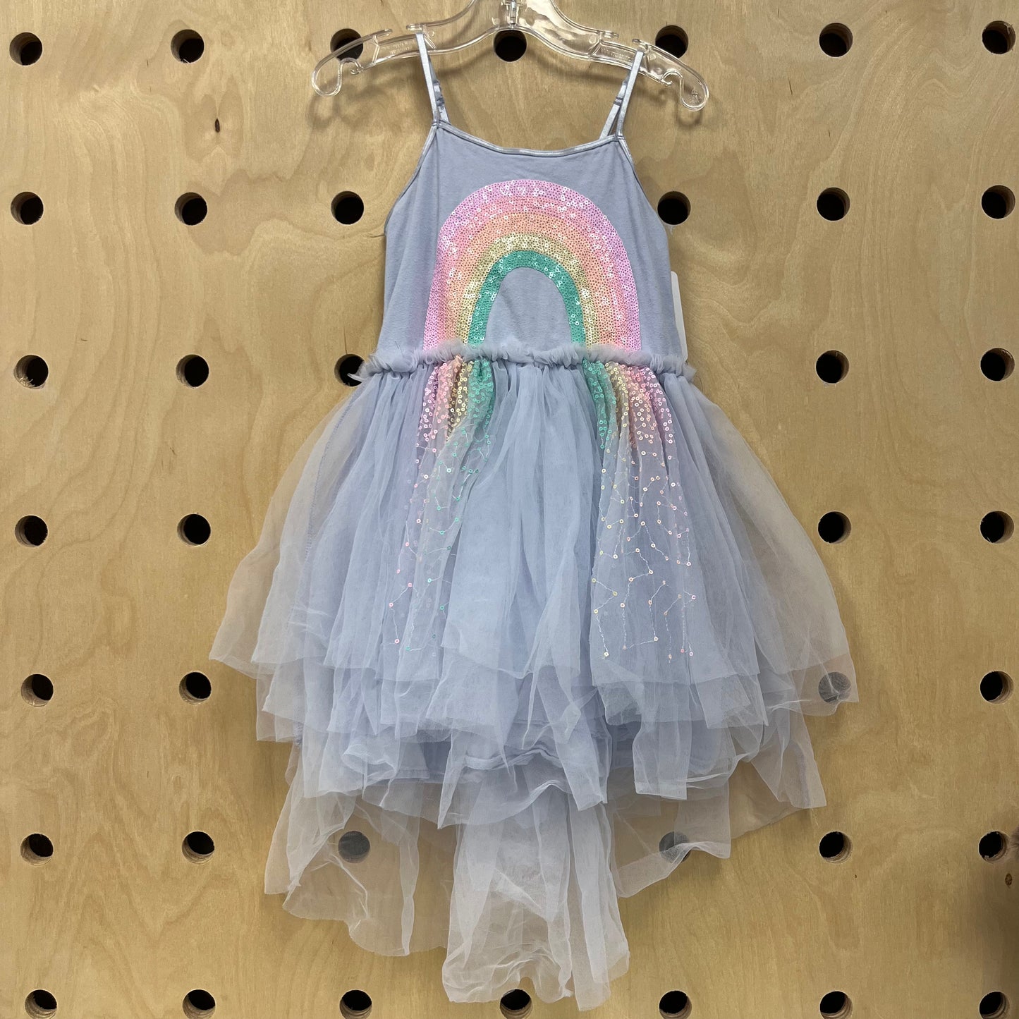 Blue Tulle+Sequin Rainbow Dress