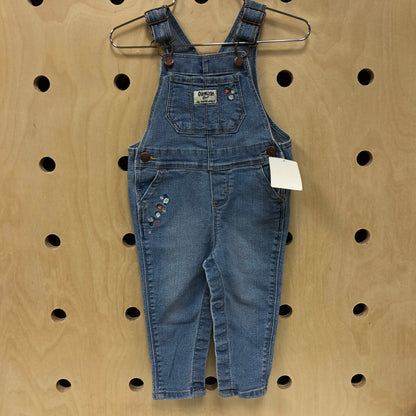 Embroidered Floral Overalls