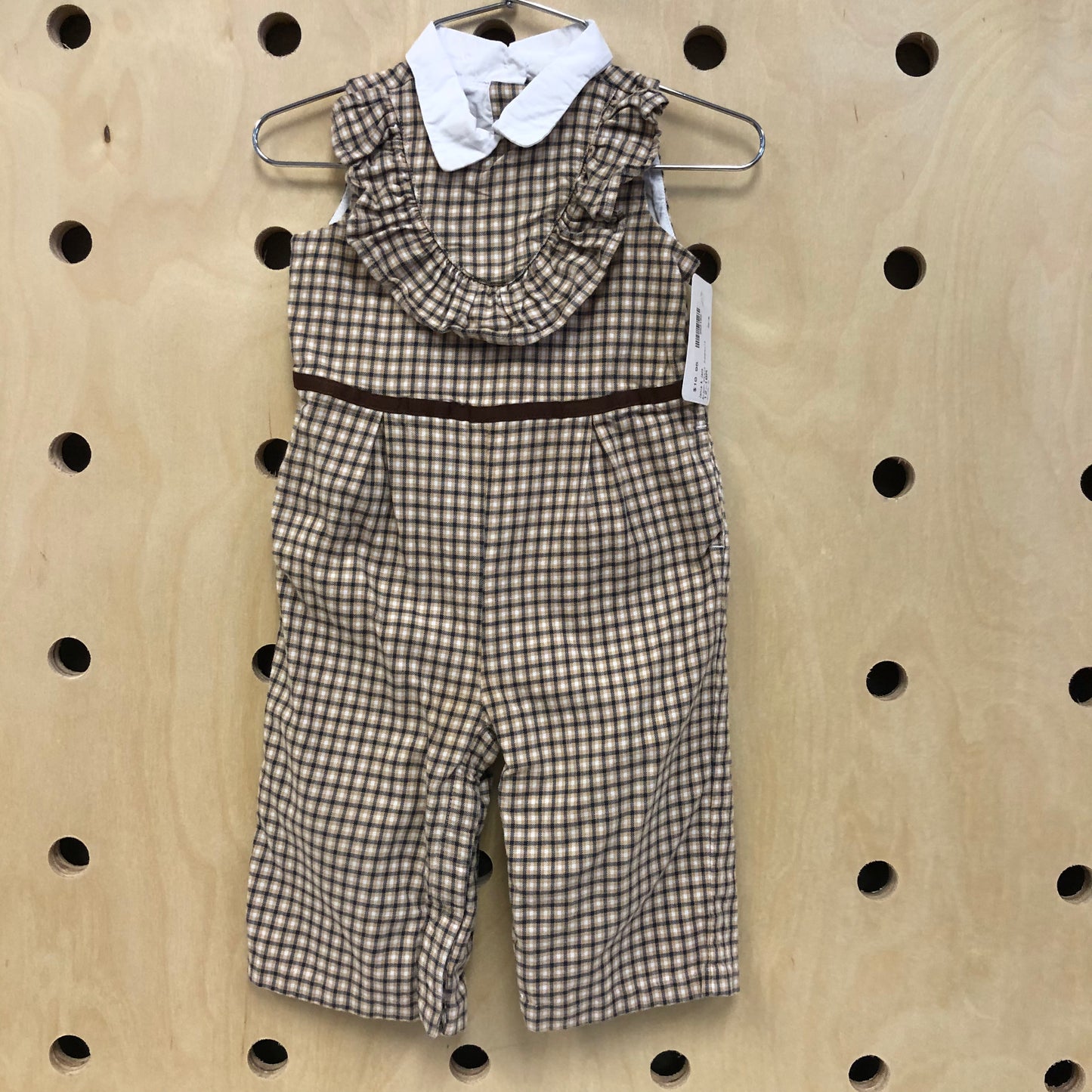 Brown Plaid Jumpsuit
