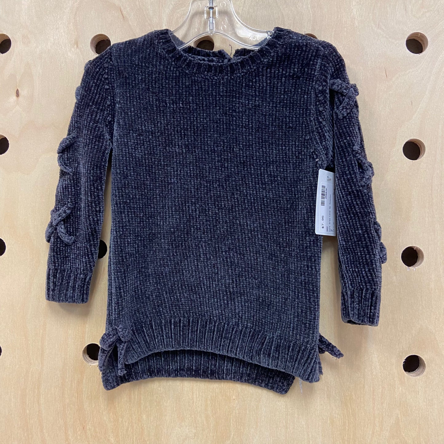 Soft Grey Lace Up Sweater
