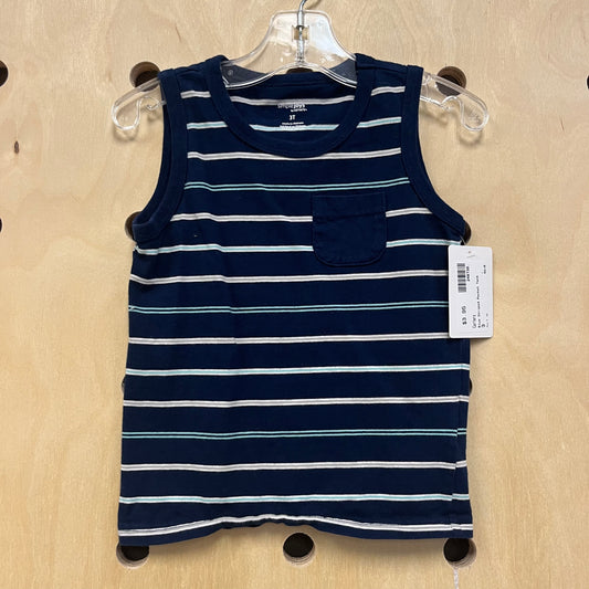 Blue Striped Pocket Tank