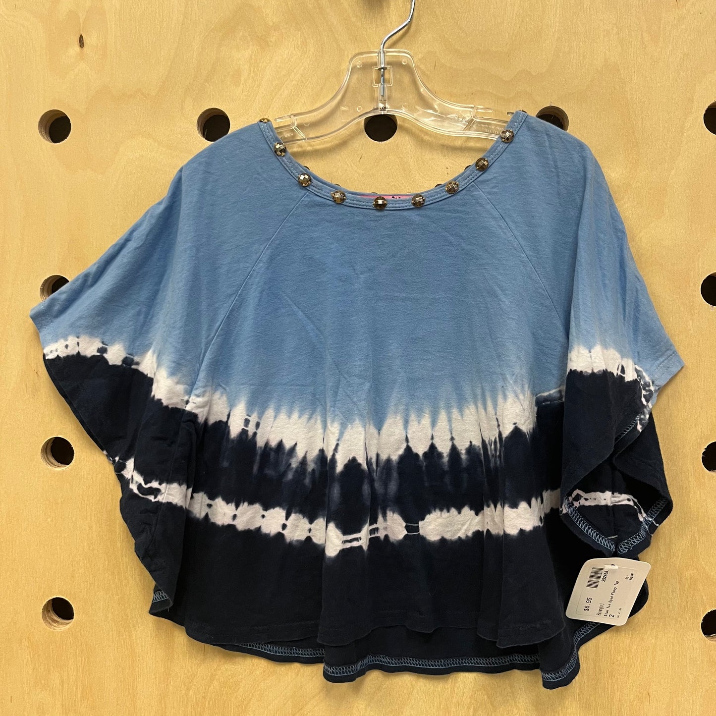 Blue Tie Dyed Flowy Top