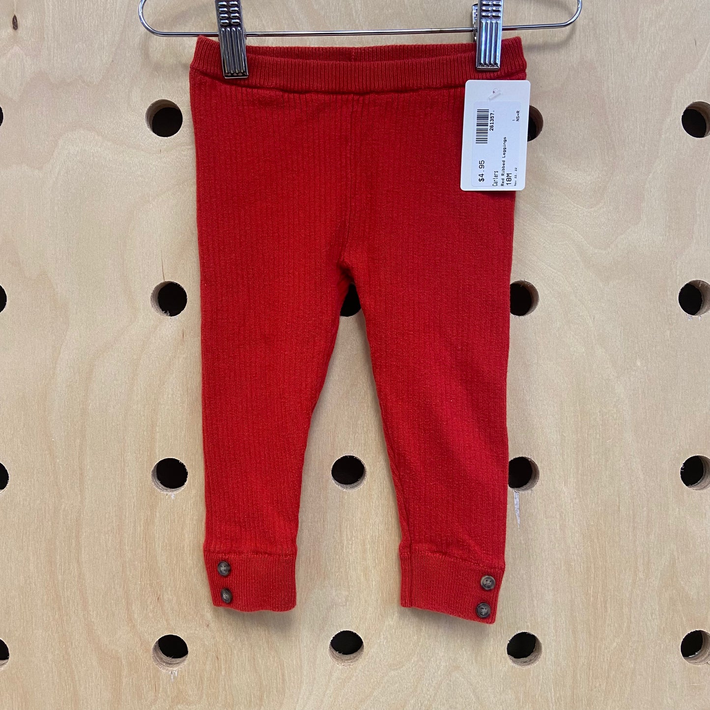 Red Ribbed Leggings