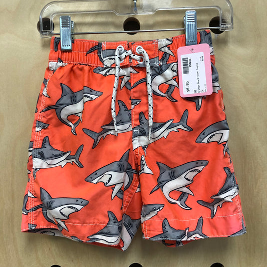 Orange Shark Swim Trunks