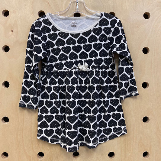Black + Cream Hearts Dress