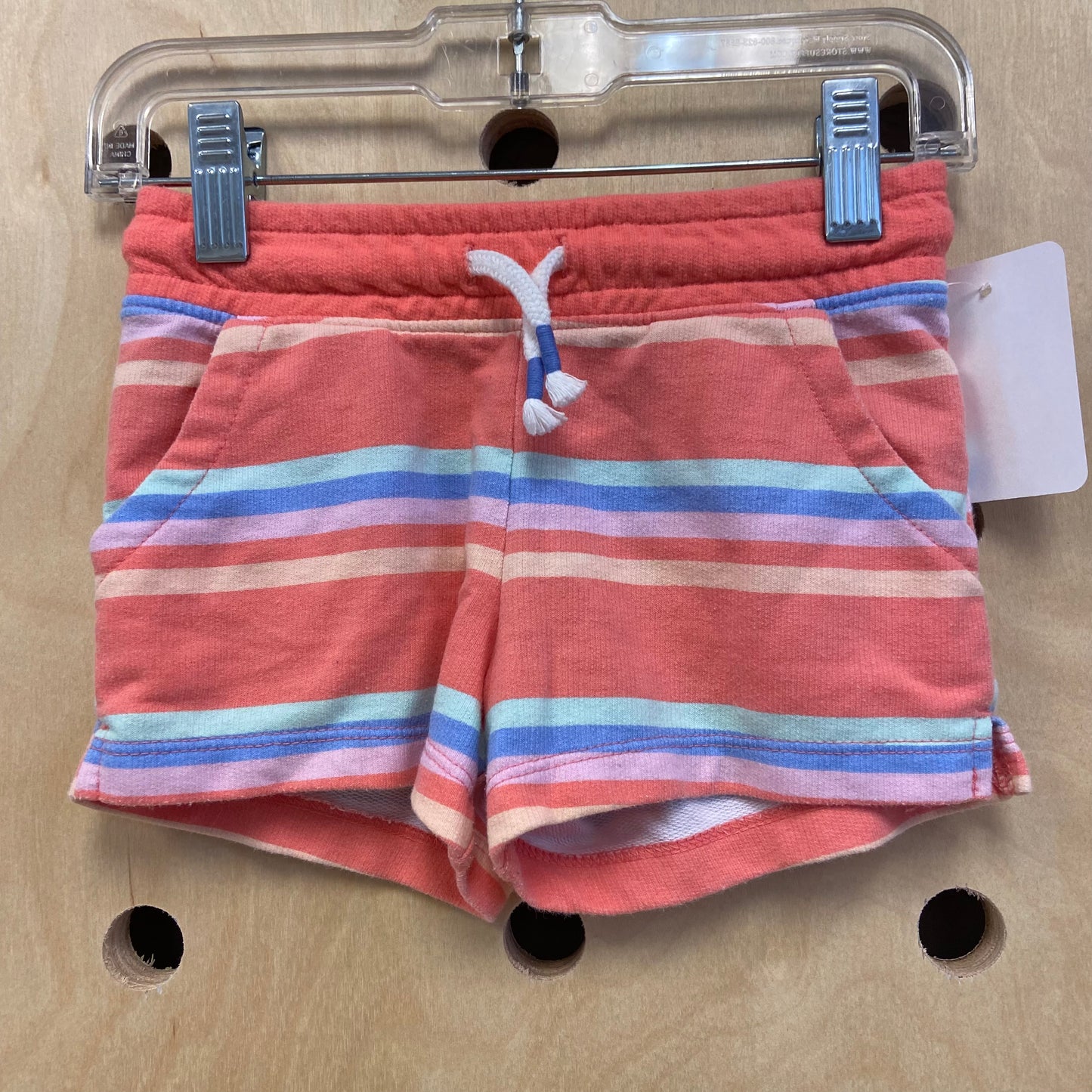 Coral Striped Drawstring Short