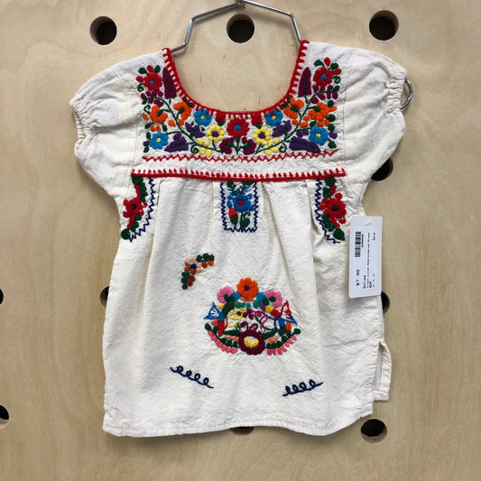 Cream Linen Embroidered Dress