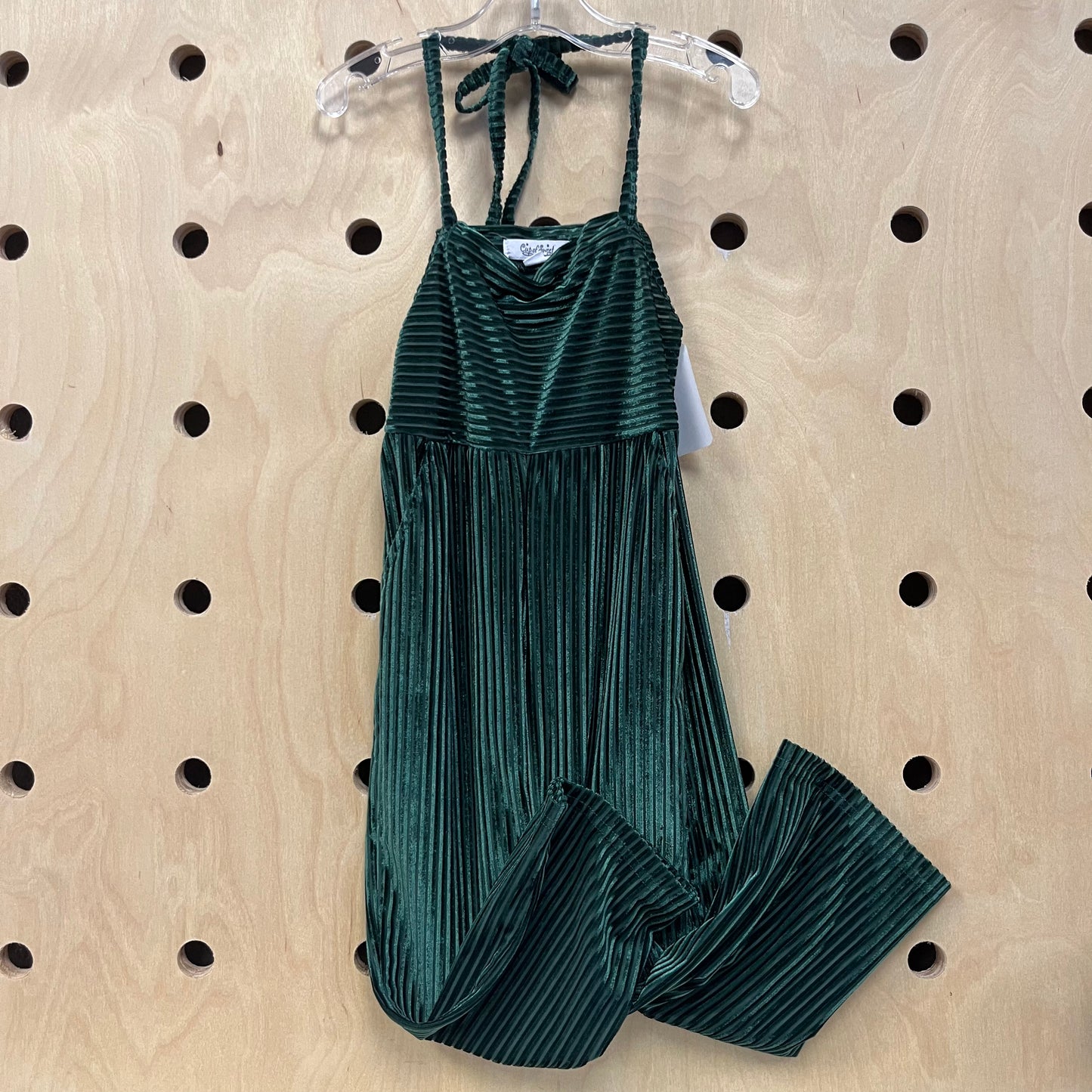 Emerald Velour Ribbed Romper