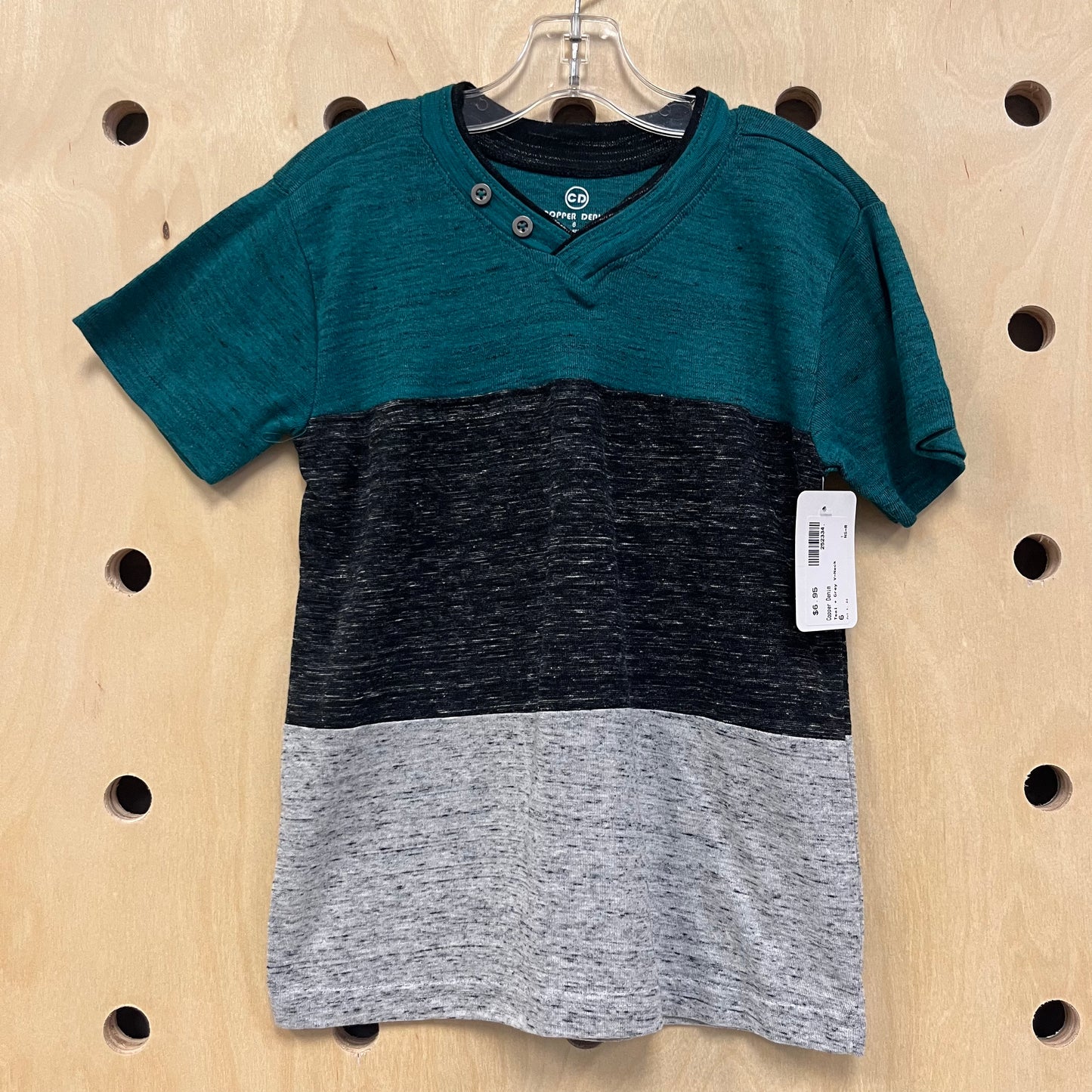 Teal + Grey V-Neck