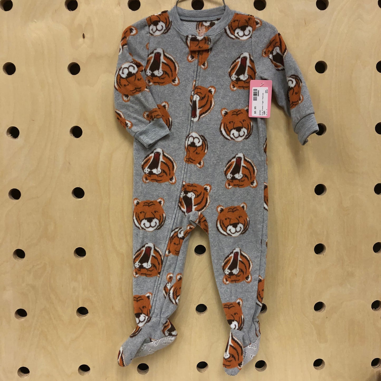 Grey Fleece Tiger Footies