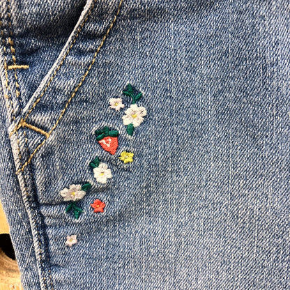Embroidered Floral Overalls