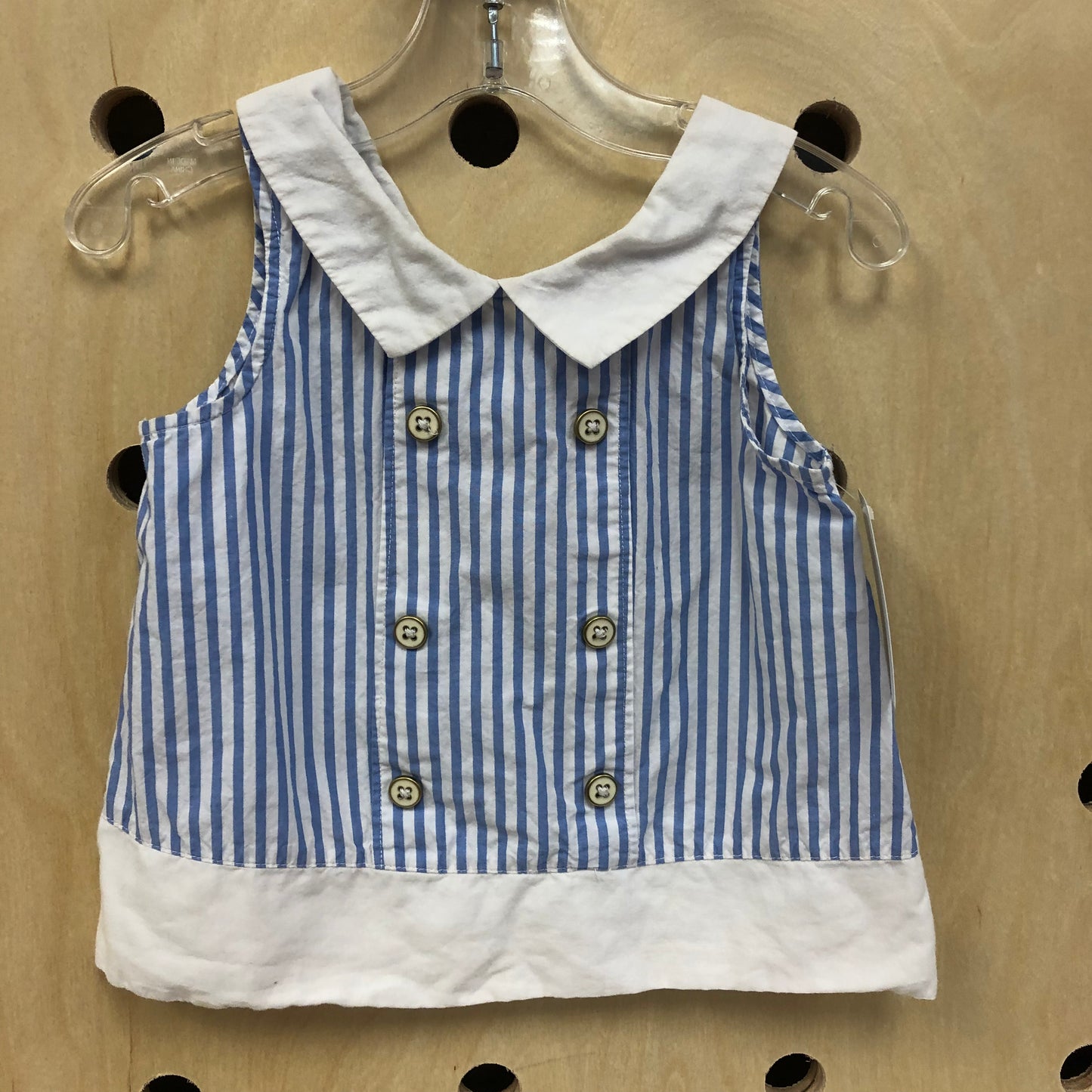 Blue+White Stripe Button Top