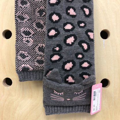 Grey + Pink Kitty Pocket Scarf