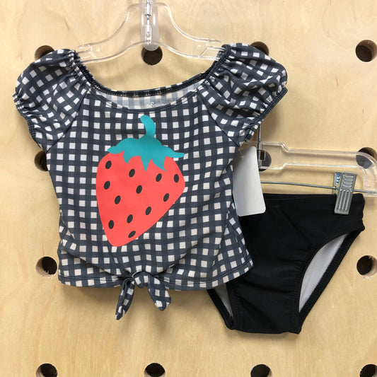 Black/Grey Strawberry 2pc Swim