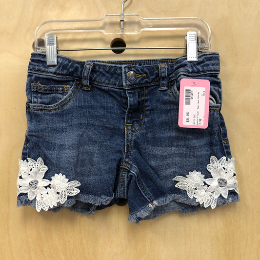 Denim Flower Applique Shorts
