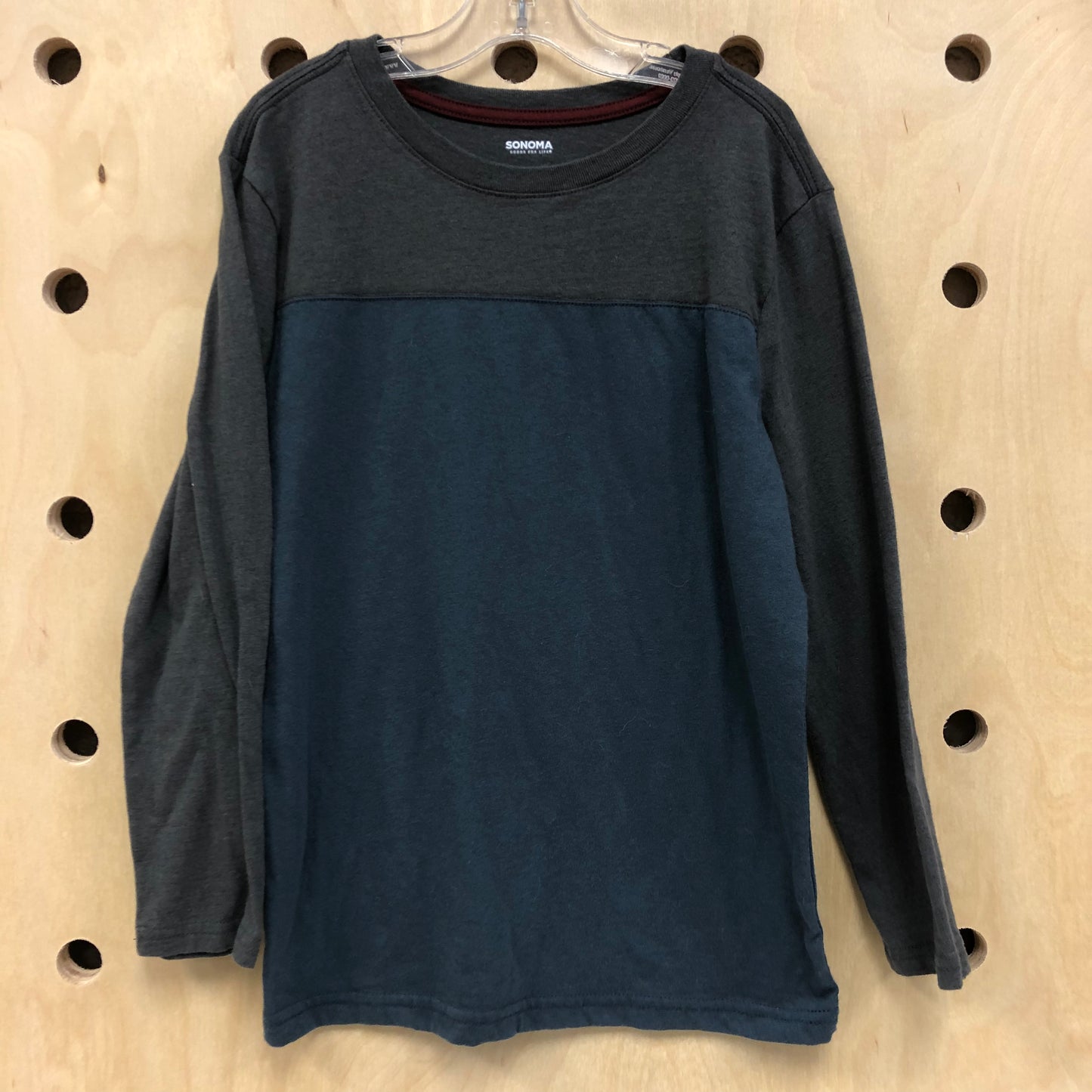 Grey+Navy LS Tee