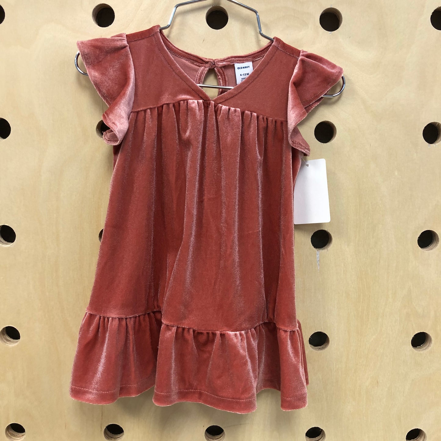 Pink Velour Ruffle Dress