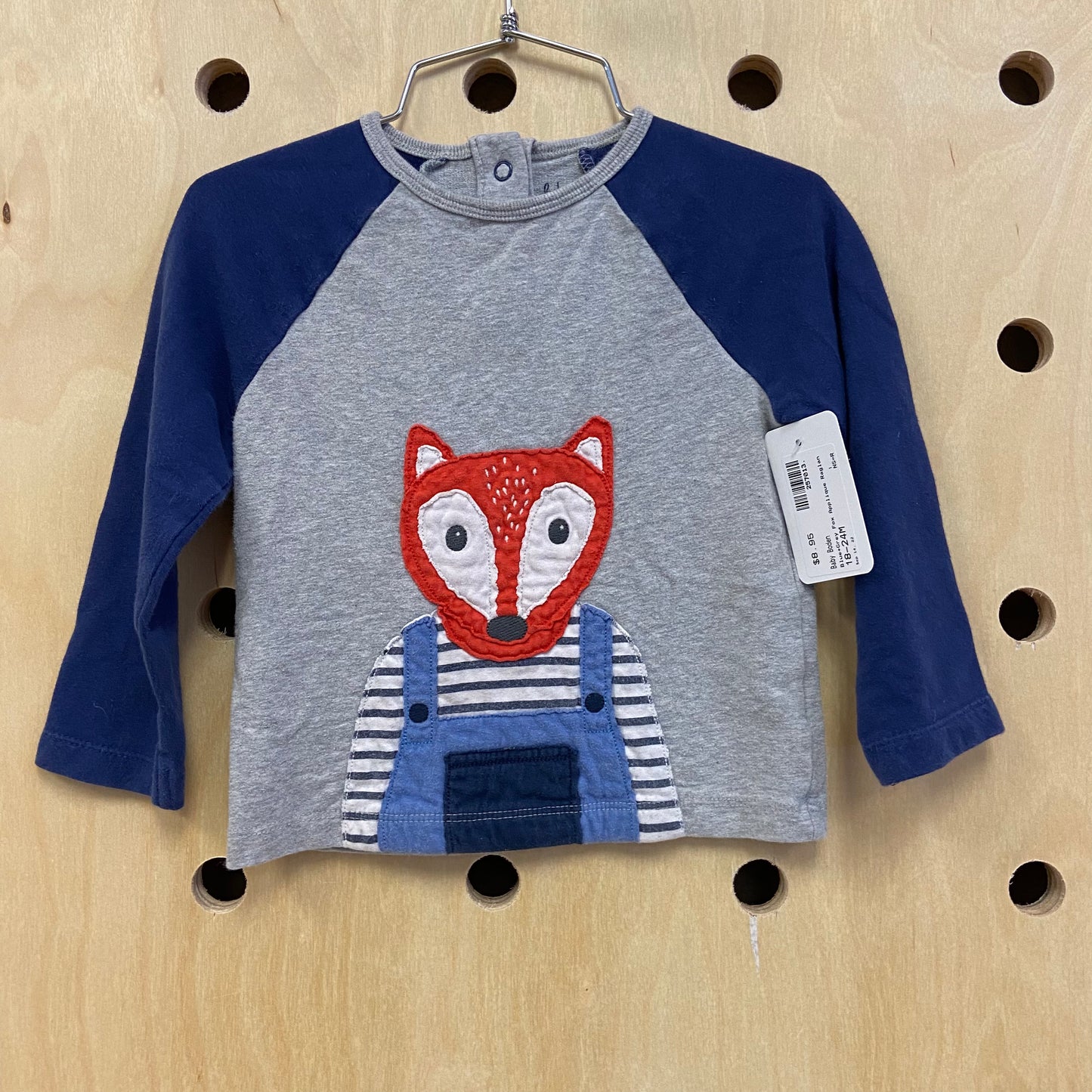 Blue+Grey Fox Applique Raglan