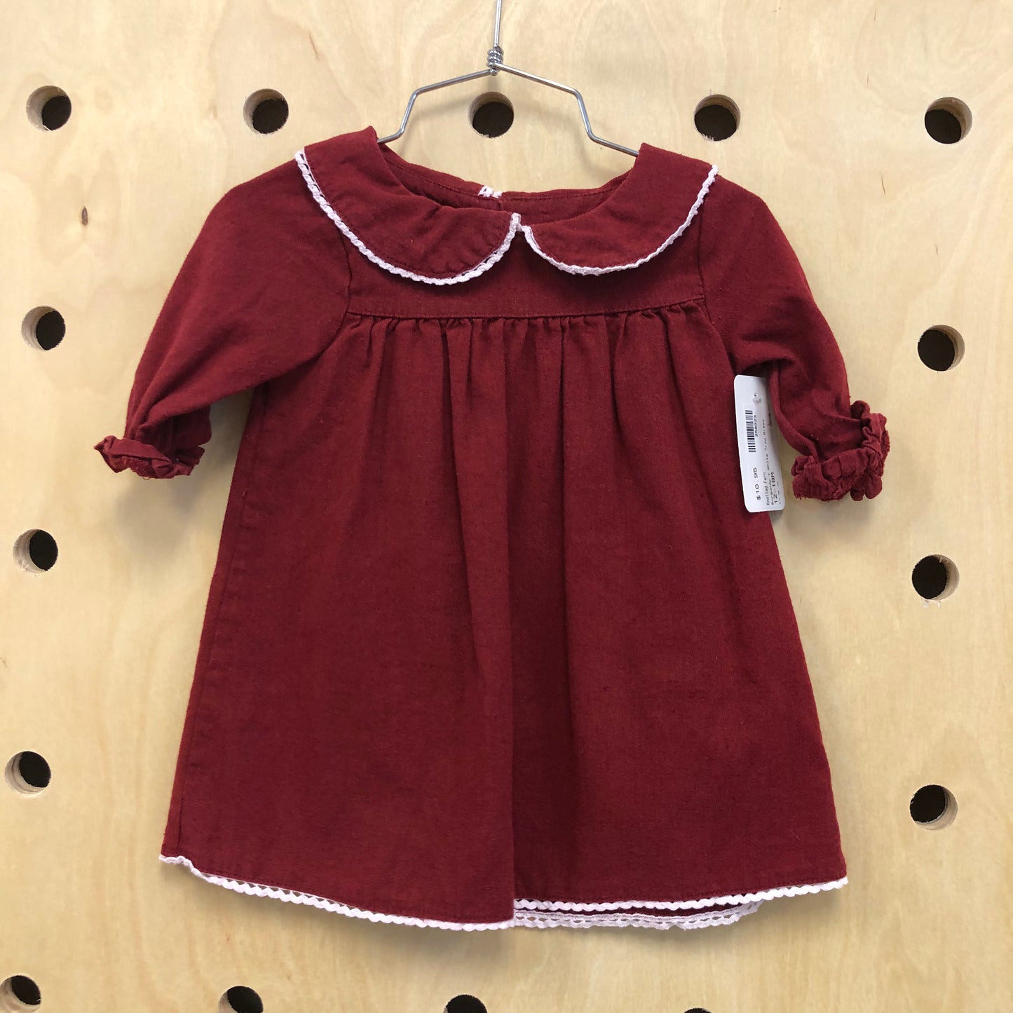 Burgundy + White Trim Dress