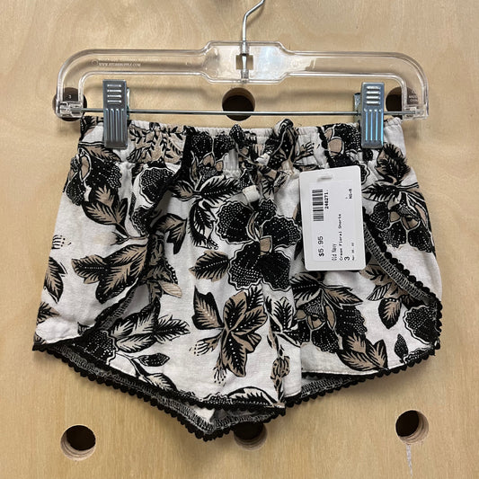Cream Floral Shorts