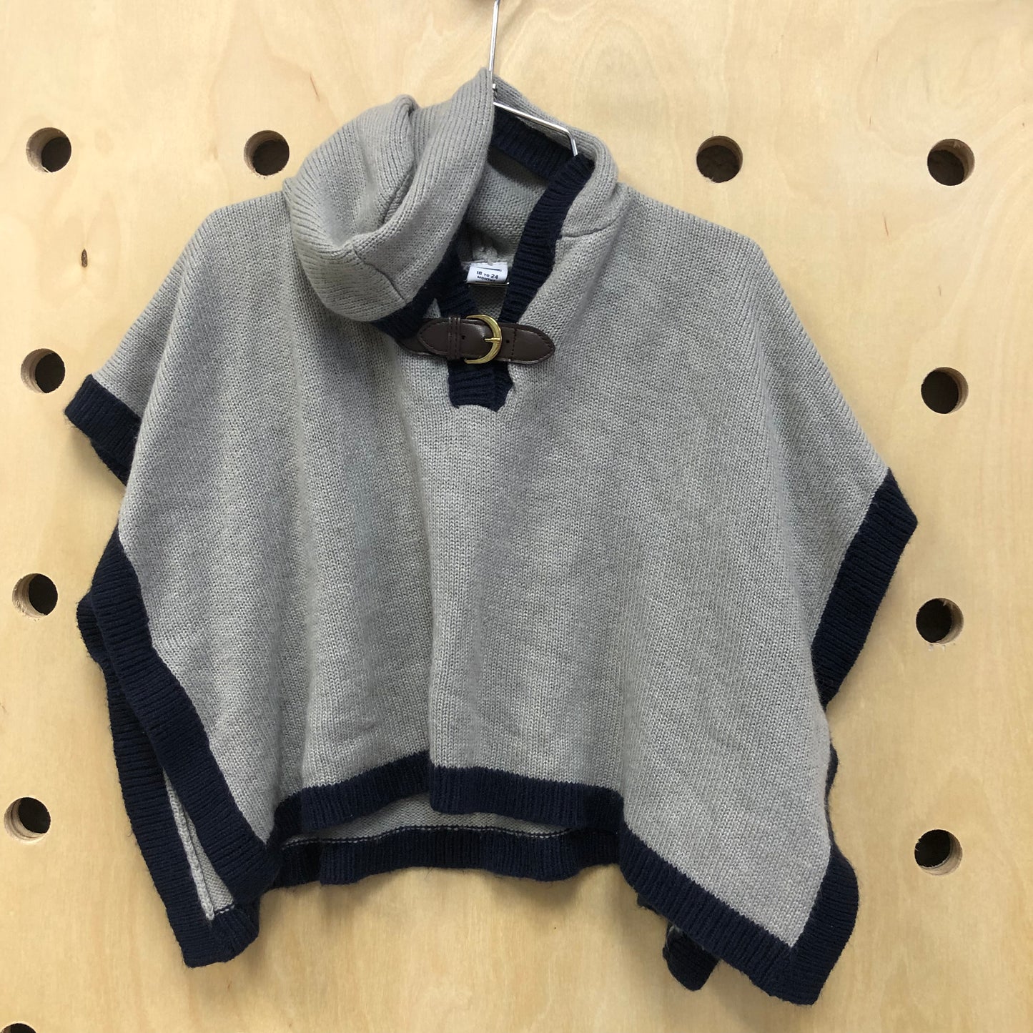 Belt Buckle Knit Hooded Poncho