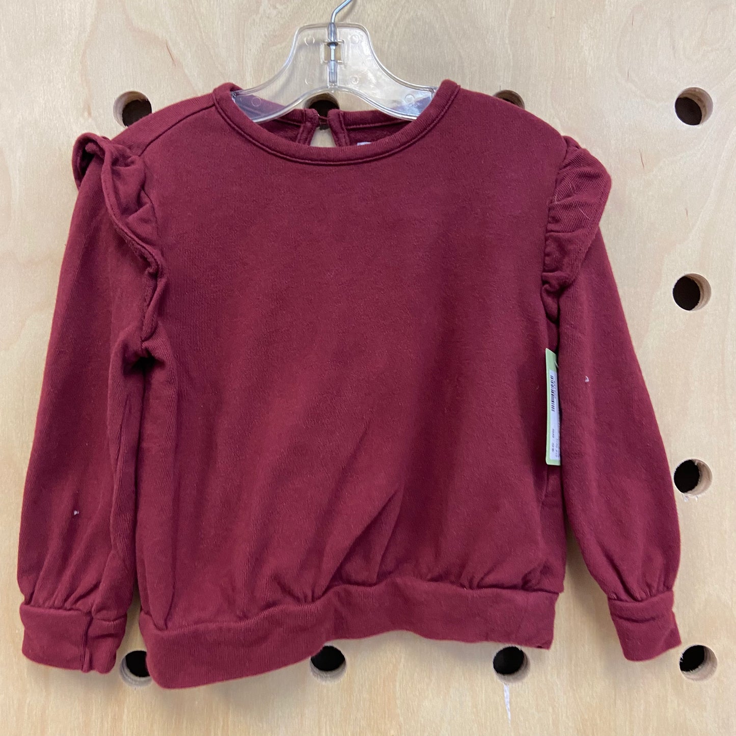 Burgundy Ruffle Sleeve Pullove