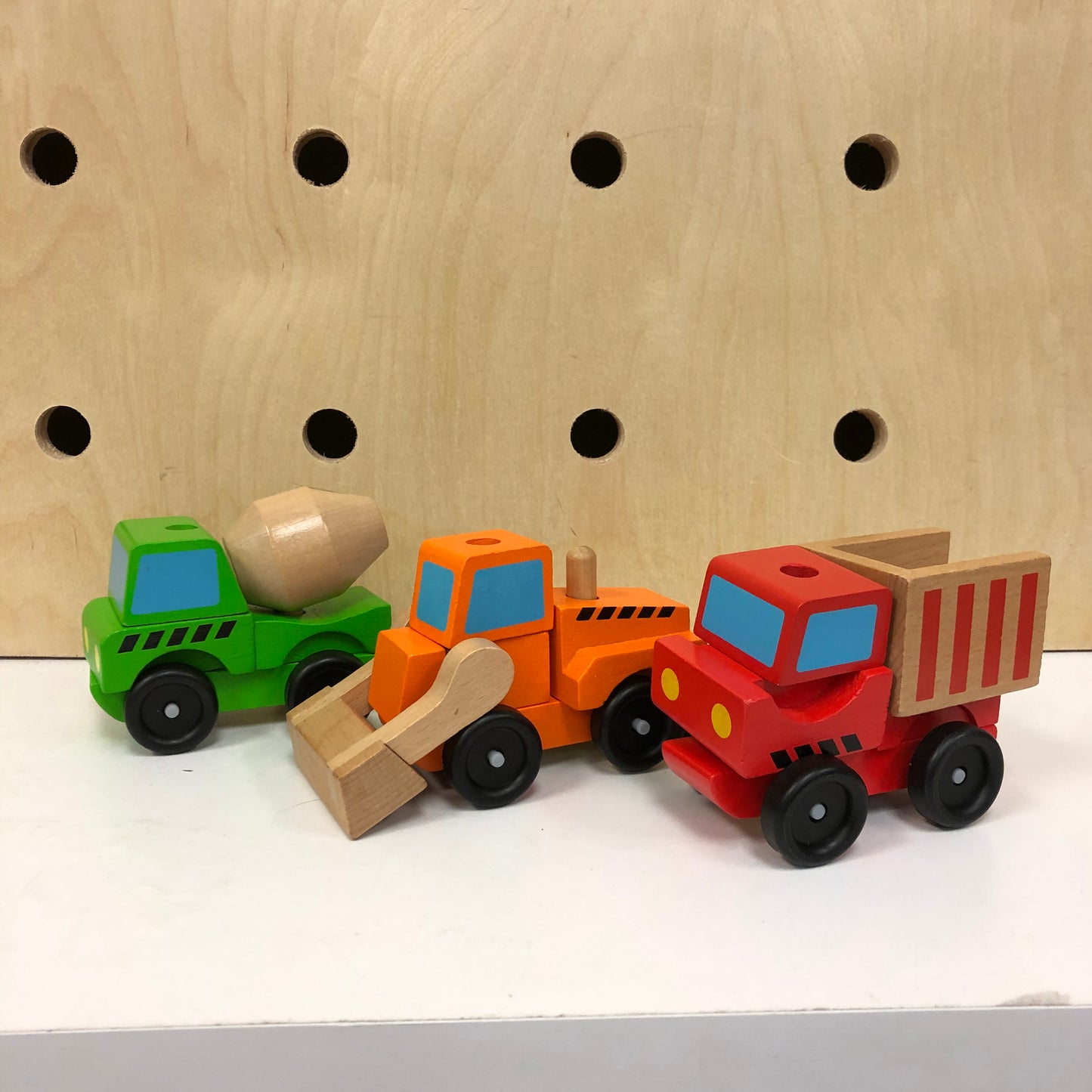 Wood Construction Cars Set