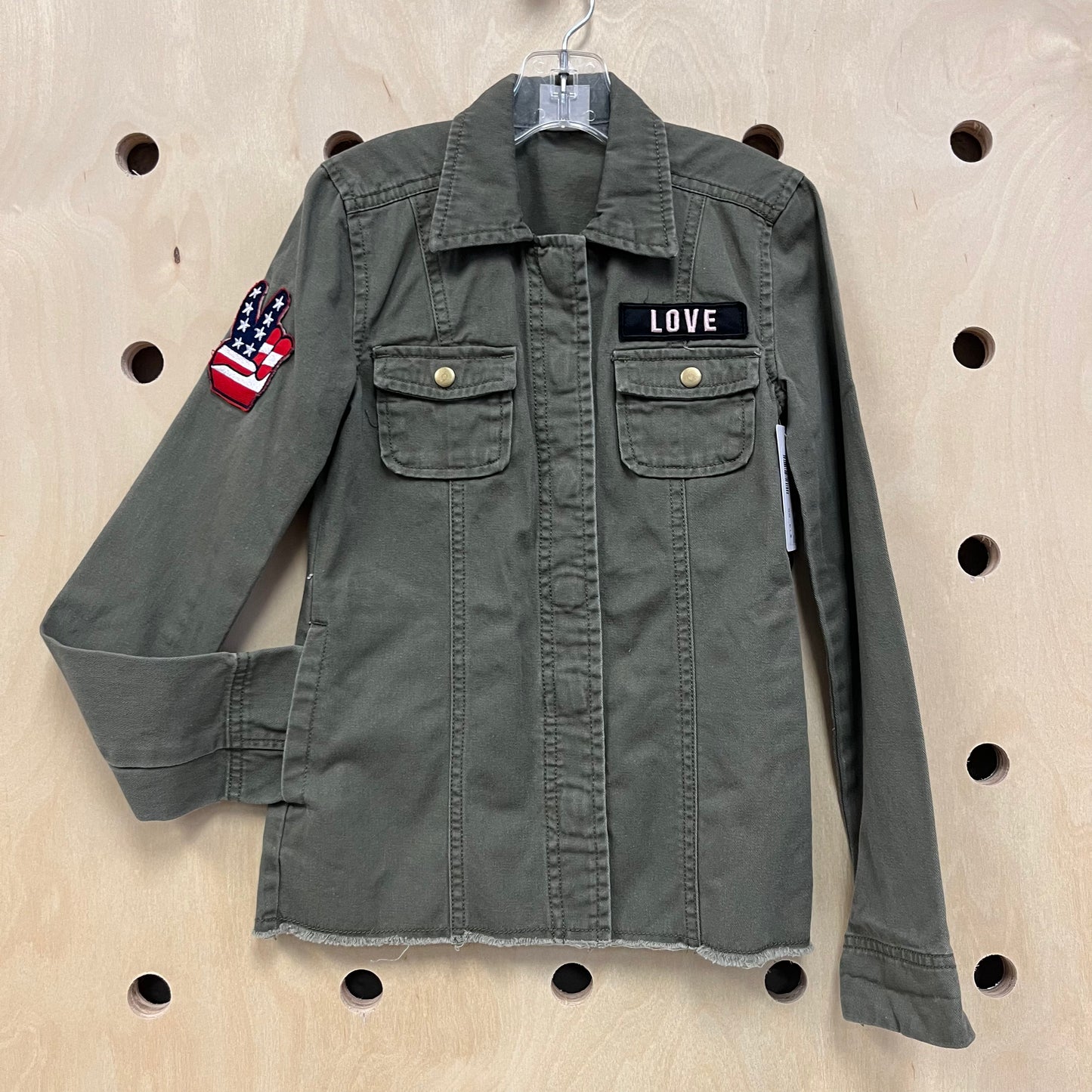 Army Green Peace Love Jacket