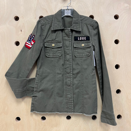 Army Green Peace Love Jacket