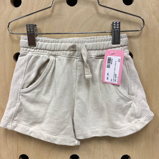 Cream Elastic Waist Shorts