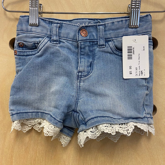 Denim Lace Trim Shorts