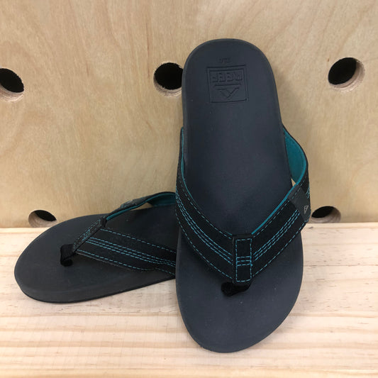 Black + Teal Flip Flops