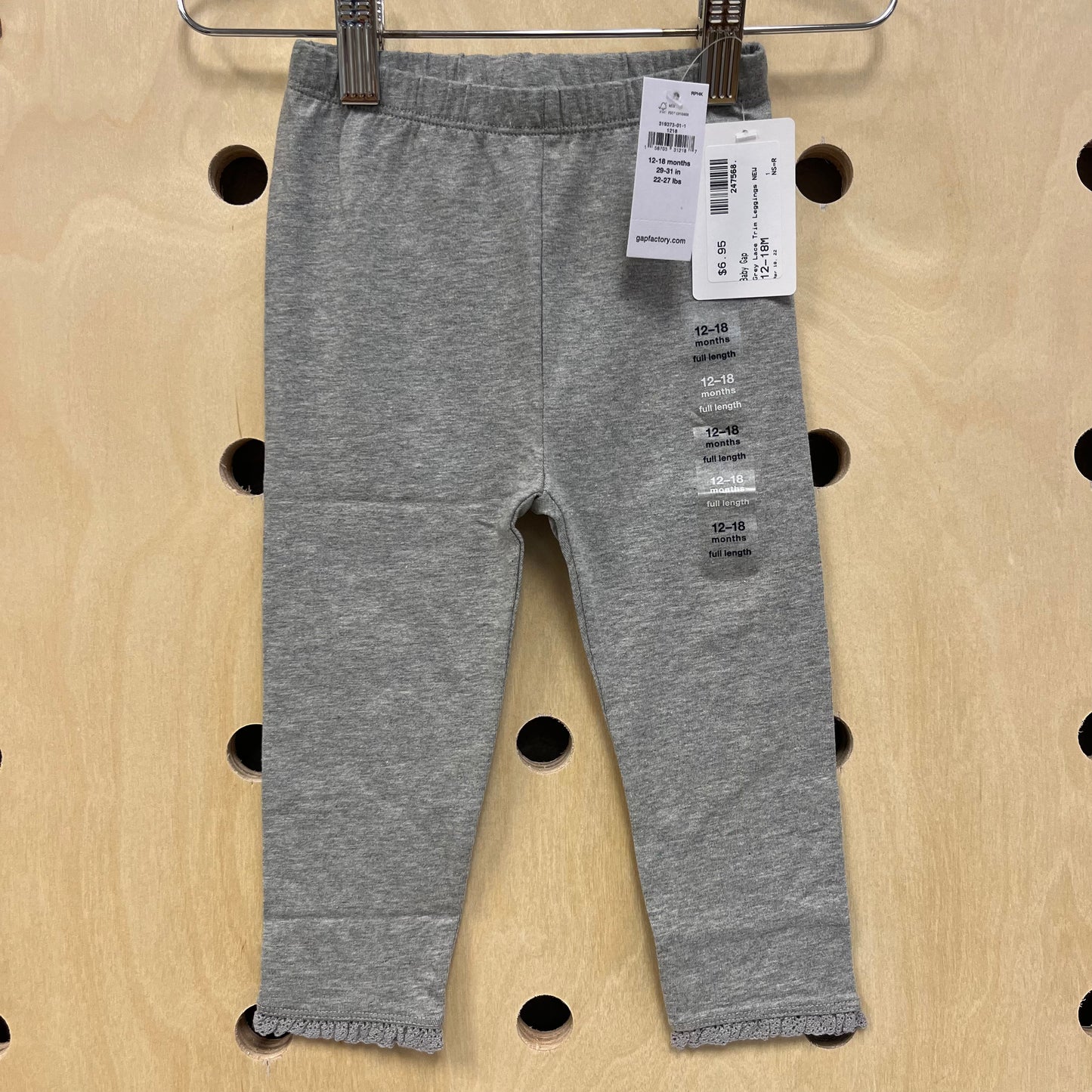 Grey Lace Trim Leggings NEW