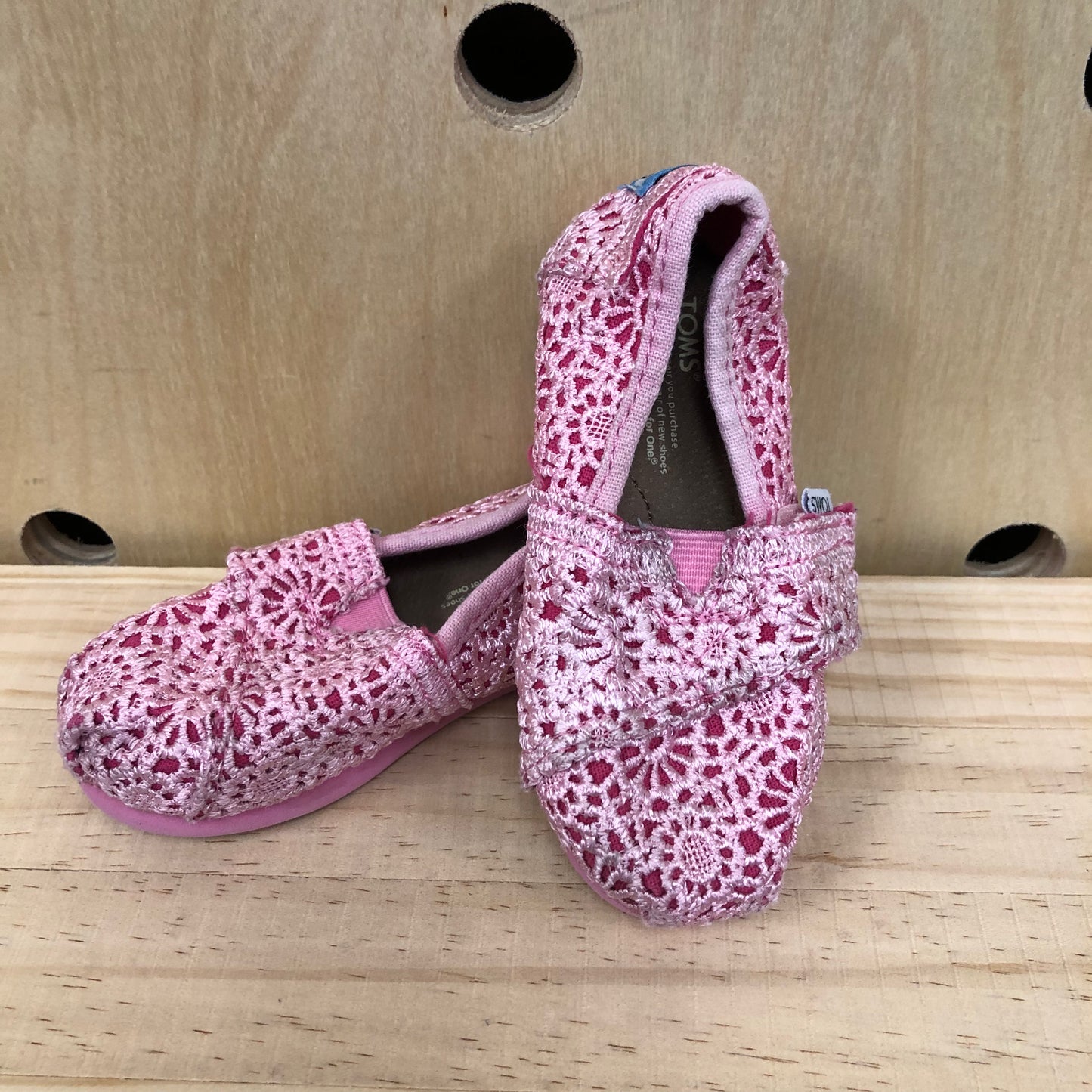 Pink Lacey Slip Ons