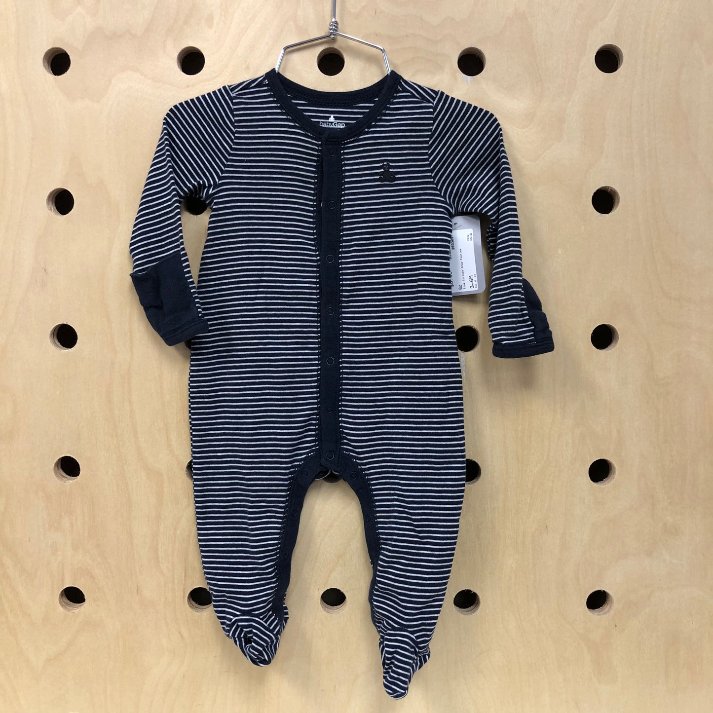 Blue Striped Snap Footies