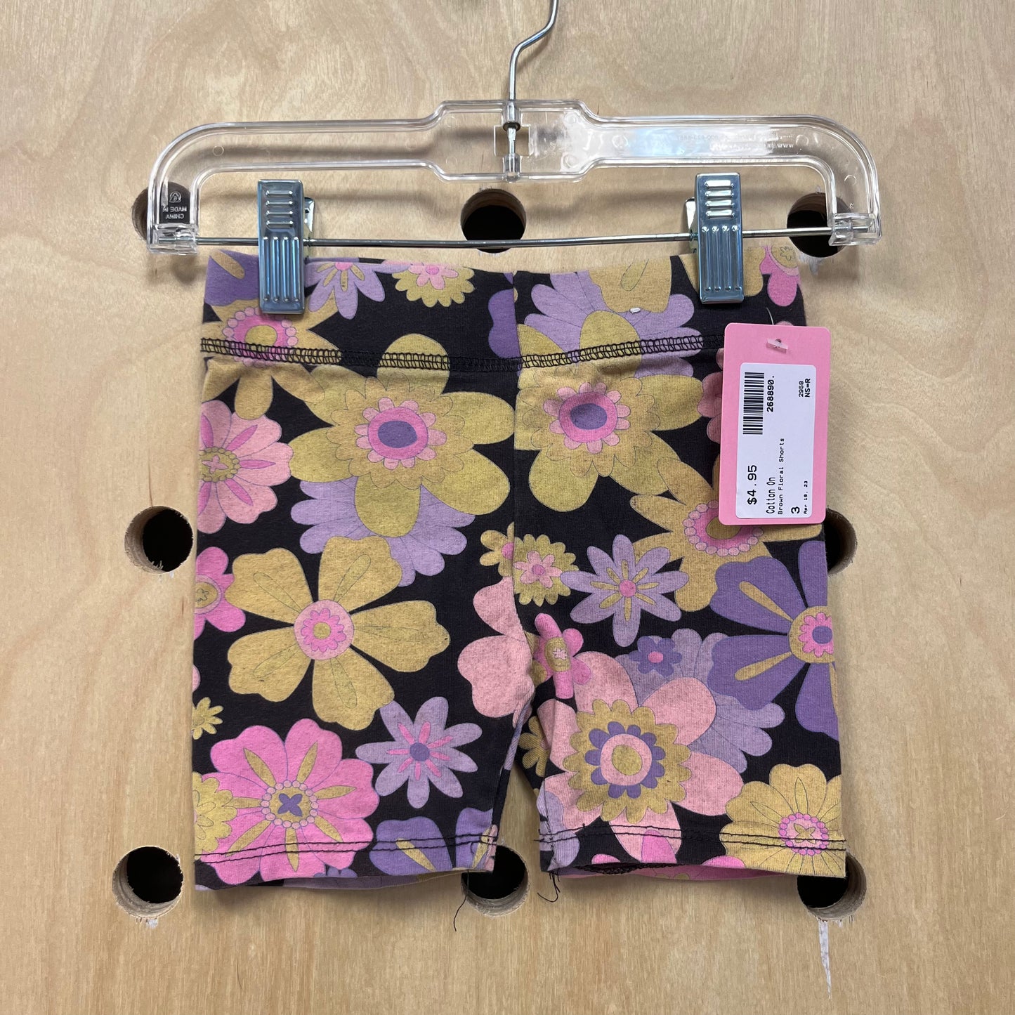 Brown Floral Shorts